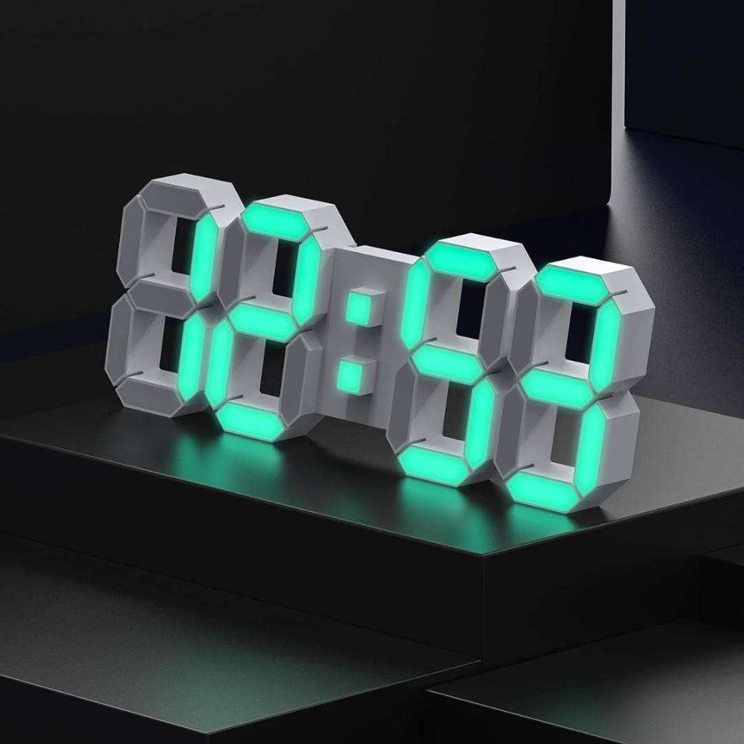 Часы настольные электронные 3D Bodasan с будильником термометром зеленая подсветка Белый (HJ3D) - фото 7 Часы настольные электронные 3D Bodasan с будильником термометром зеленая подсветка Белый (HJ3D) - фото 7