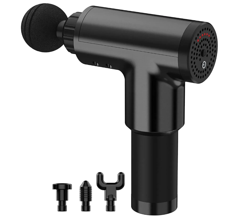 Вибромассажер перкуссионный FASCIAL GUN GB-820 для глубокого мышечного массажа с насадками Черный (MSGRII-10)