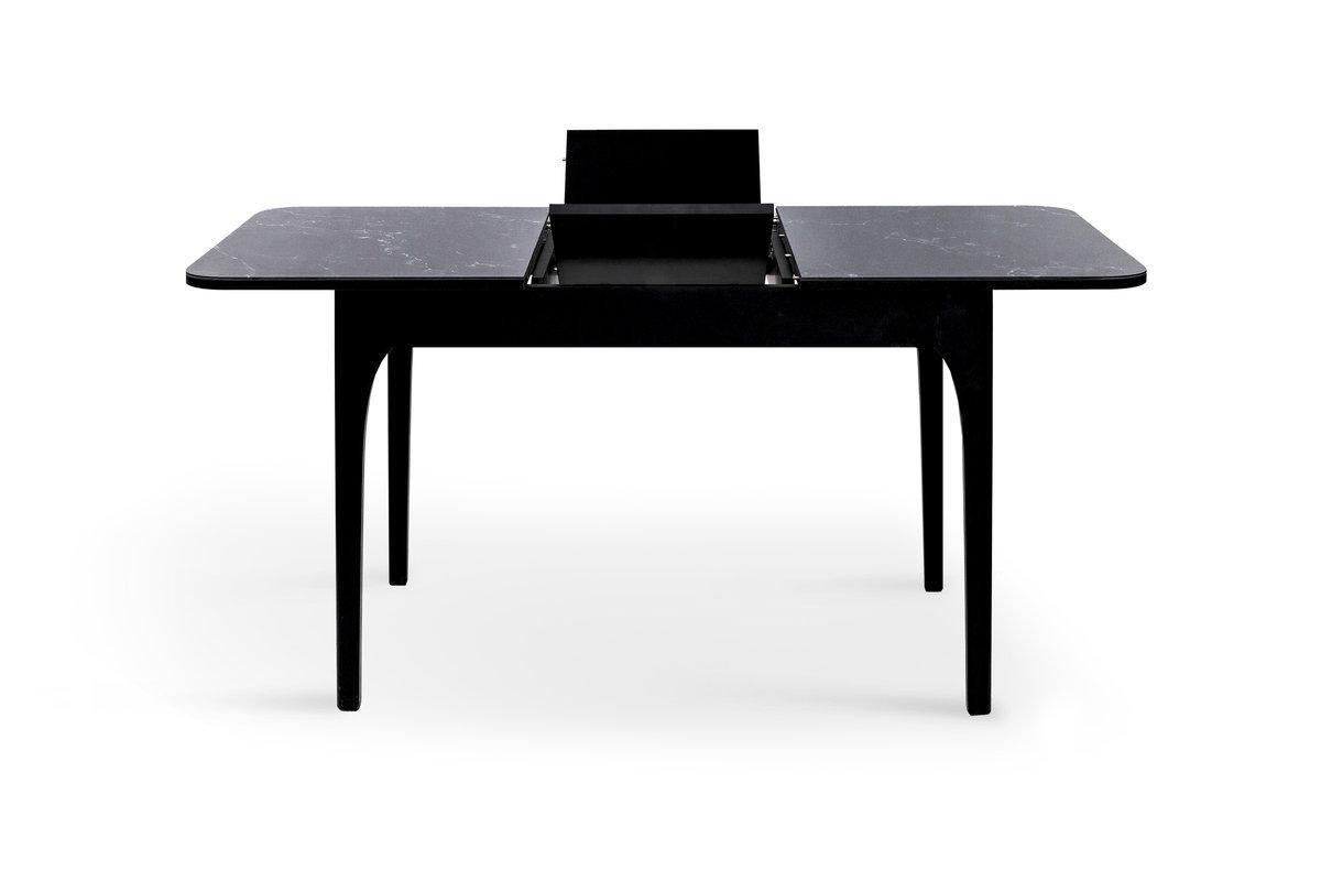 Обеденный стол раскладной Микс Мебель Фиеста ДСП/стекло/дерево 1450х750х700 мм Черный/Черный мрамор (А0056354) - фото 3 Обеденный стол раскладной Микс Мебель Фиеста ДСП/стекло/дерево 1450х750х700 мм Черный/Черный мрамор (А0056354) - фото 3