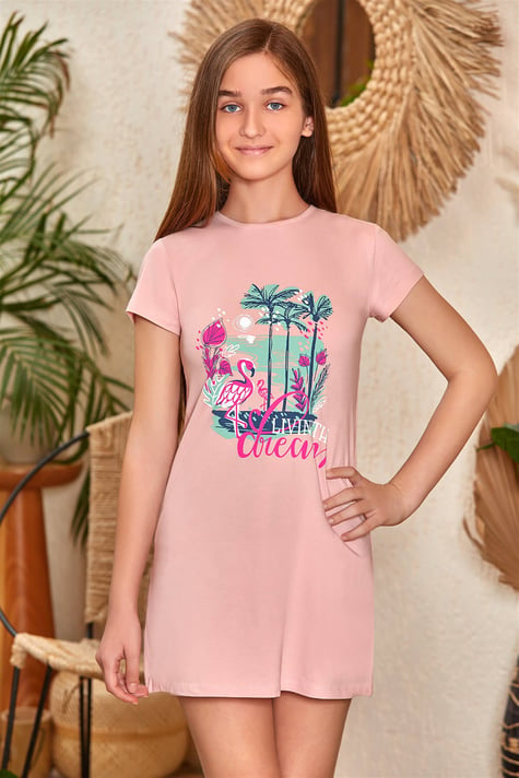 Ночная рубашка для девочки BAYKAR Фламинго р. 8 128-134 см 8-9 лет Темно-персиковый (9122-515)