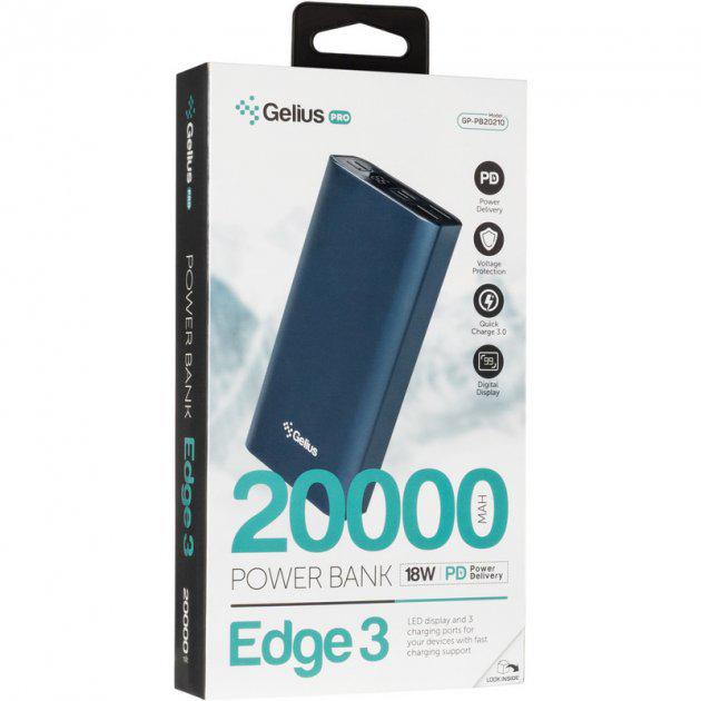 Портативний зарядний пристрій Gelius Pro Edge 3 PD 20000 mAh Dark Blue (GP-PB20-210) - фото 4