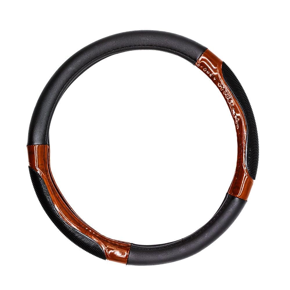 Чохол на кермо Elegant Plus з рельефом S Чорно-коричневий (EL 105454)