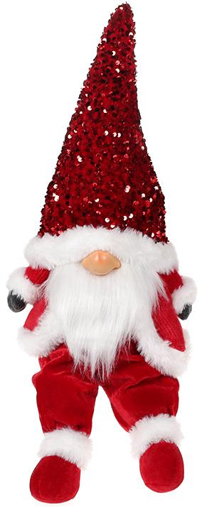 Мягкая игрушка Гном 22х16х64 см в пайетках сидячий Red/White (BD-877-095)