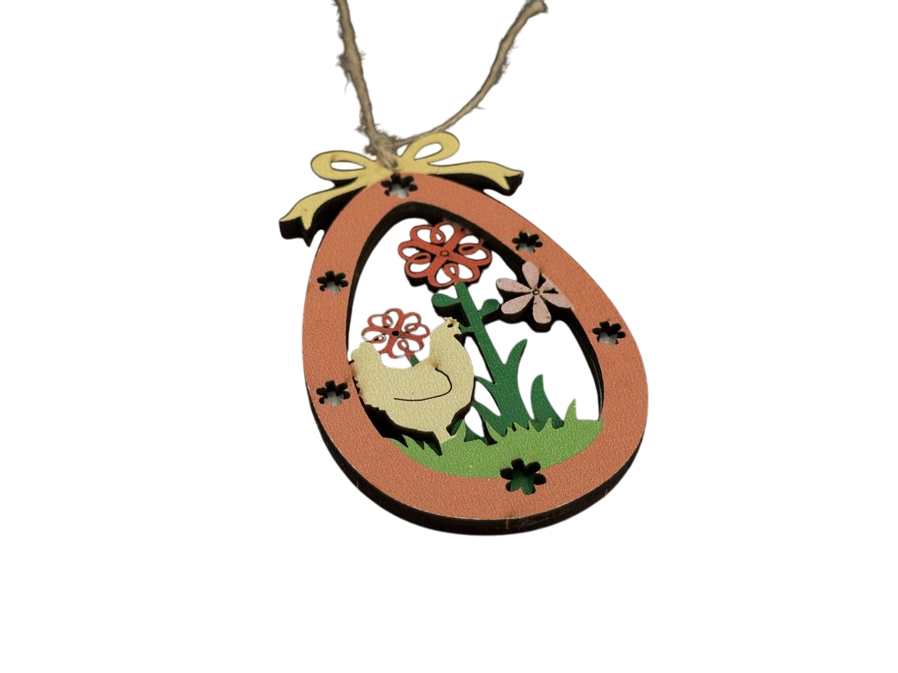 Заготівка-підвіска для рукоділля Пасхальне яйце з курочкою під декупаж і розпис 9х5,7 см Різнокольоровий (XV-003)