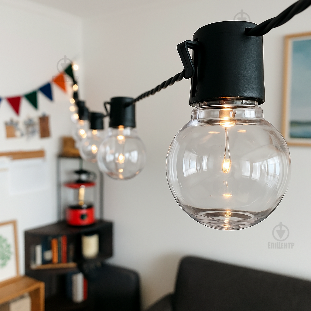 Гирлянда с прозрачными лампочками 220 V/10 м/40 LED последовательное подключение/теплый белый свет/для дома и улицы (700210) - фото 11