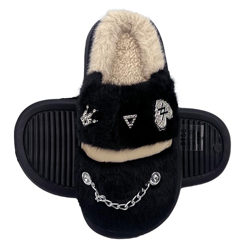 Домашние тапочки женские на платформе с джибитсами 5156-2 p. 38-39 24,5 см Черный