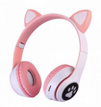 Навушники дитячі Cat MZ-023 Bluetooth з котячими вушками RGB підсвічування FM microSD Біло-рожевий (2529746855)