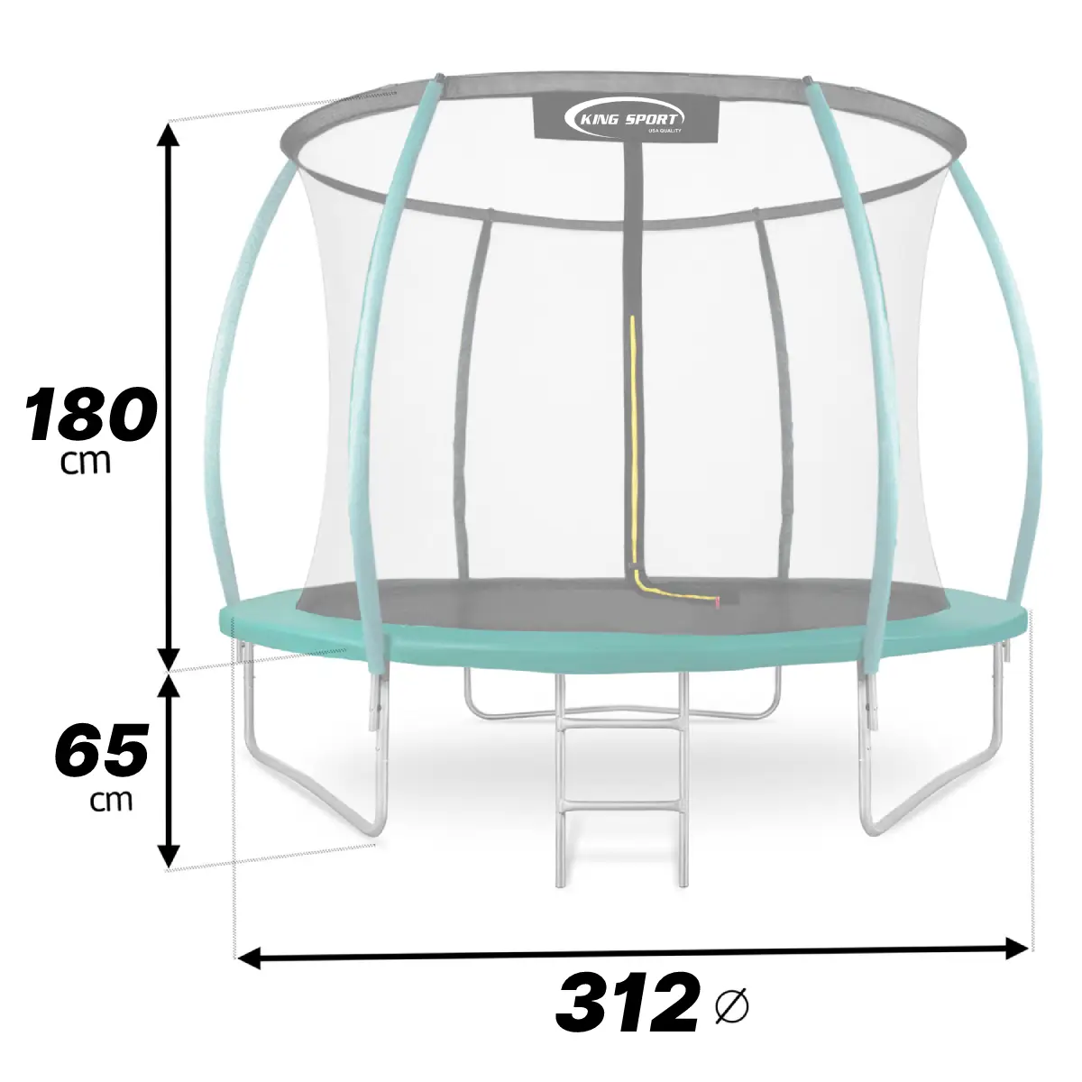 Батут дитячий King Sport PRO з внутрішньою захисною сіткою та драбиною 312 см до 150 кг (KI-A312CMGR) - фото 2 Батут дитячий King Sport PRO з внутрішньою захисною сіткою та драбиною 312 см до 150 кг (KI-A312CMGR) - фото 2