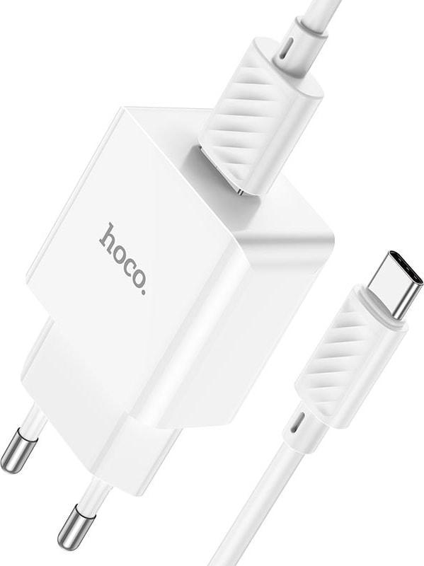 Зарядка быстрая Hoco C106A 1USB/2,1A Type C кабель White (36681)