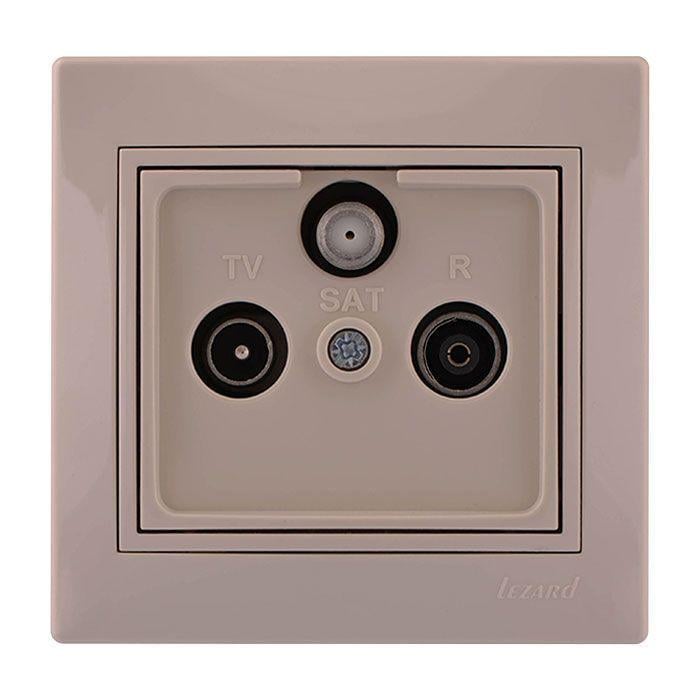 Розетка ТВ/радио/спутниковая проходная Deriy Кремовой (702-0303-134)