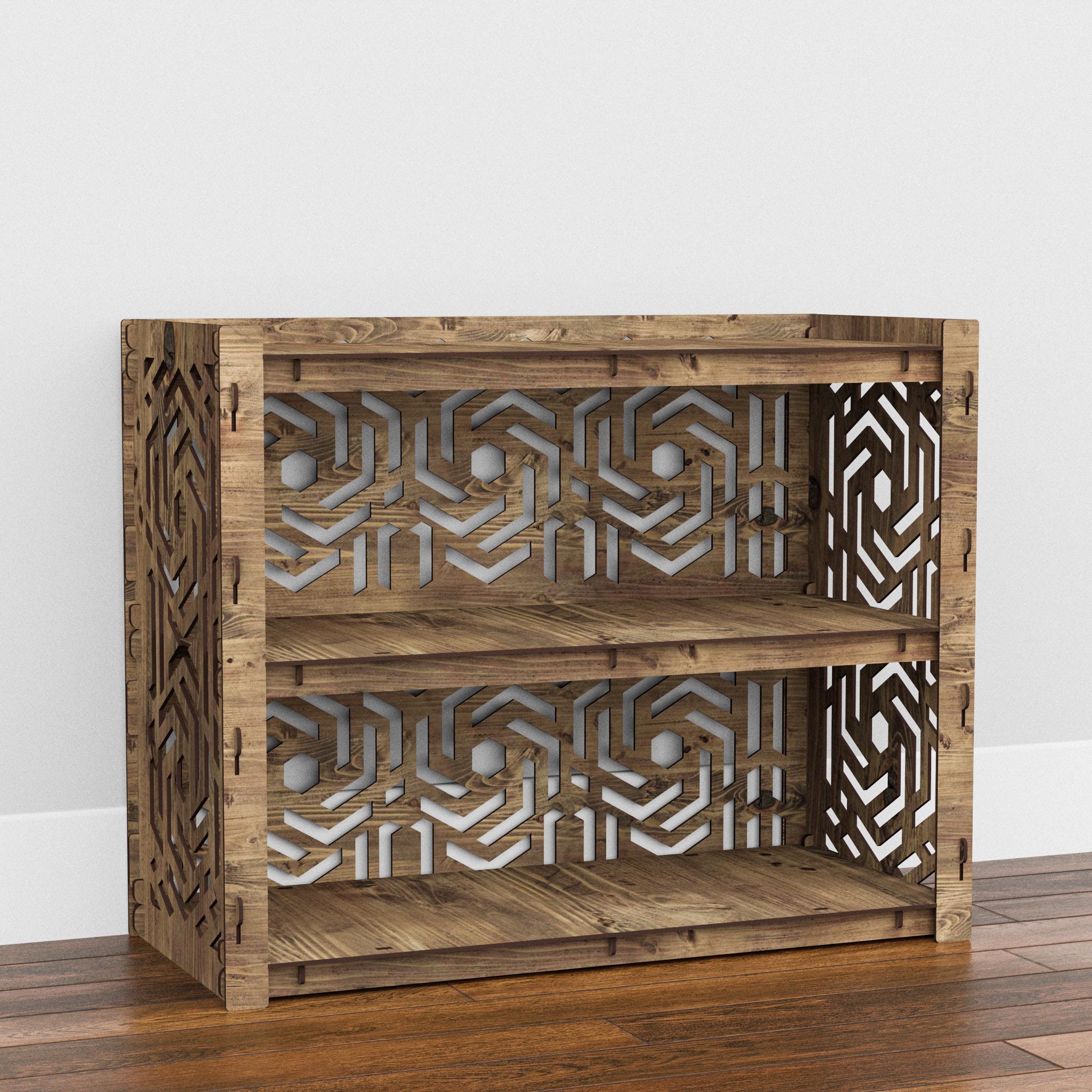 Комод в гостиную деревянный низкий Hexagonica Solar на 3 ящика черные корзины 600х750х345 мм (119987) - фото 5