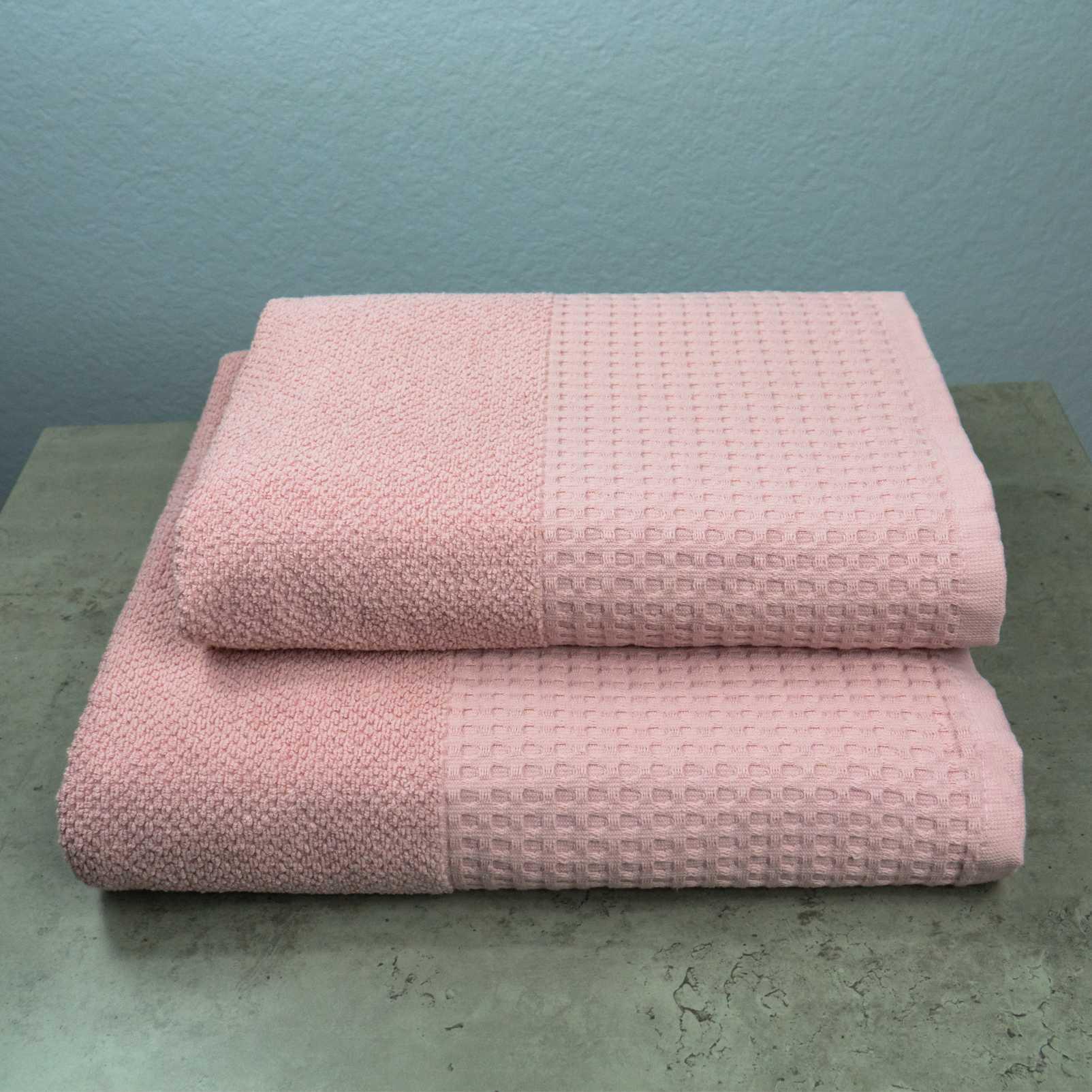 Комплект полотенец GM Textile Бордюр вафельный 2 шт. 50х90 см/70х140 см Розовый (500-2k-vb-pink)