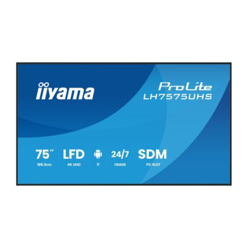 Дисплей информационный Iiyama ProLite LH7575UHS-B2AG Black (30359557)