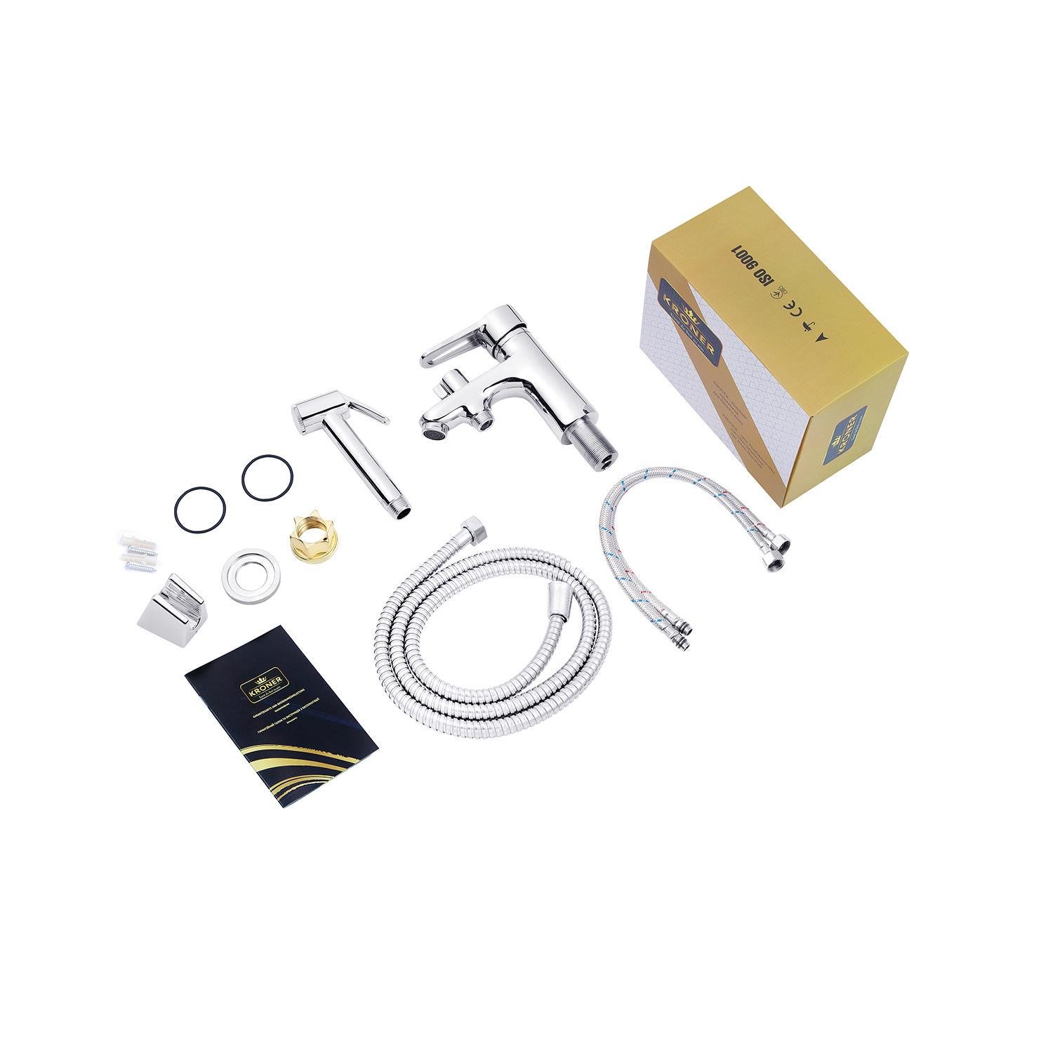 Смеситель для раковины Kroner KRM Elbe с гигиеническим душем (C015) - фото 8