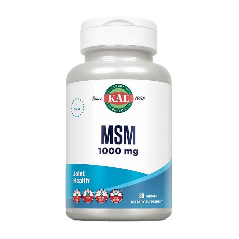 Метилсульфонилметан с витамином C KAL MSM 1000 mg 80 табл.