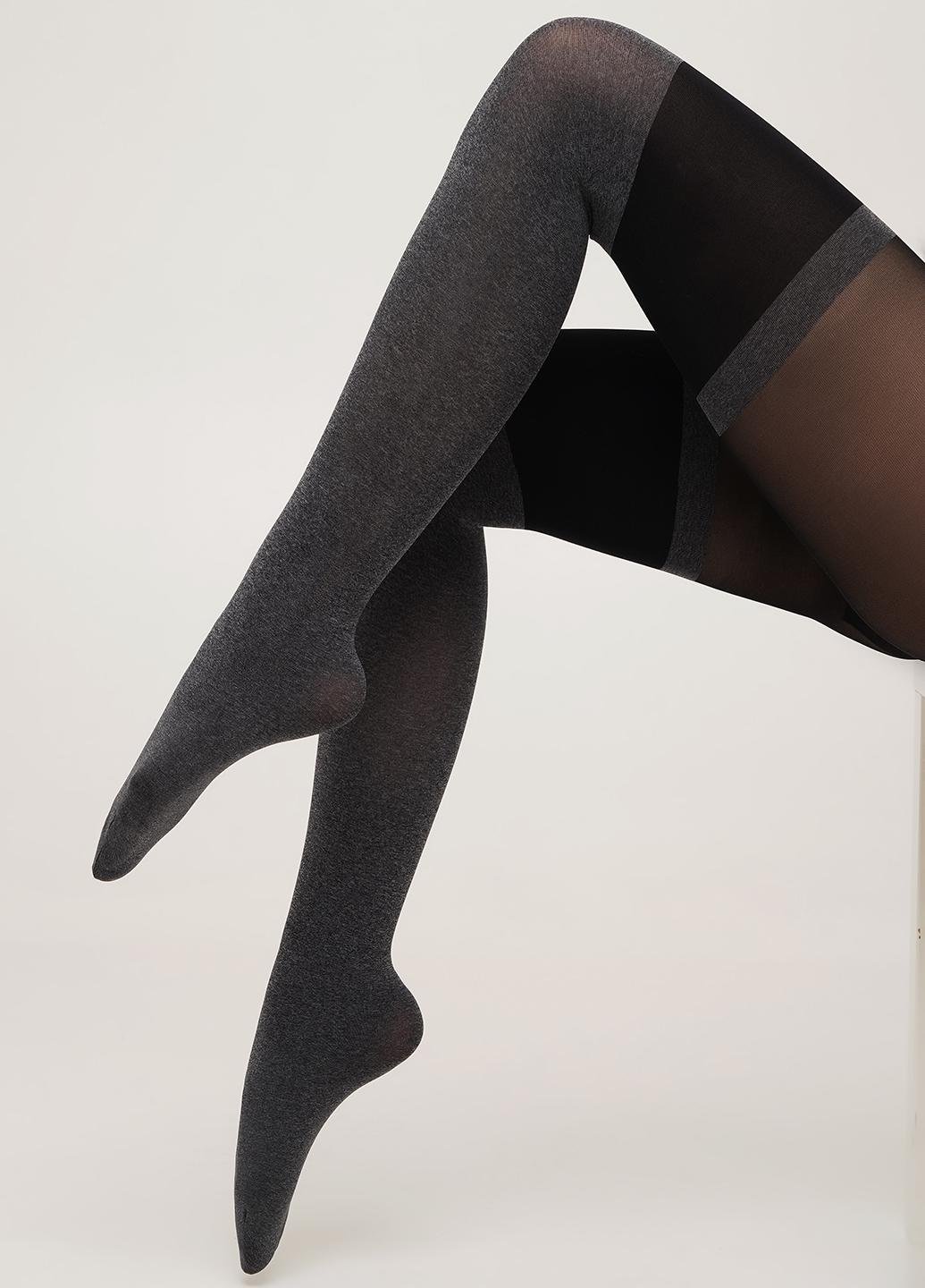 Колготки з імітацією панчох Giulia ENJOY MELANGE model 2 60 den р. 2 Dark grey melange (4823102997667)