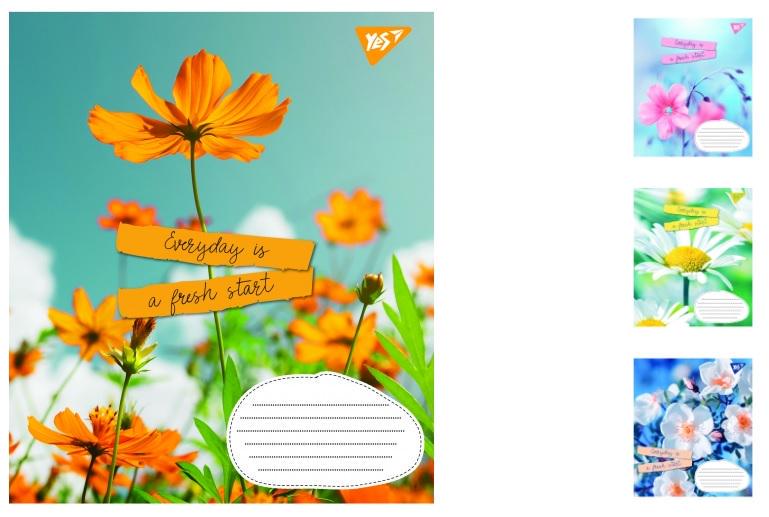 Зошити учнівські у лінійку 1 вересня Summer flowers 18 арк. 25 шт. в уп. (MTT-148296)