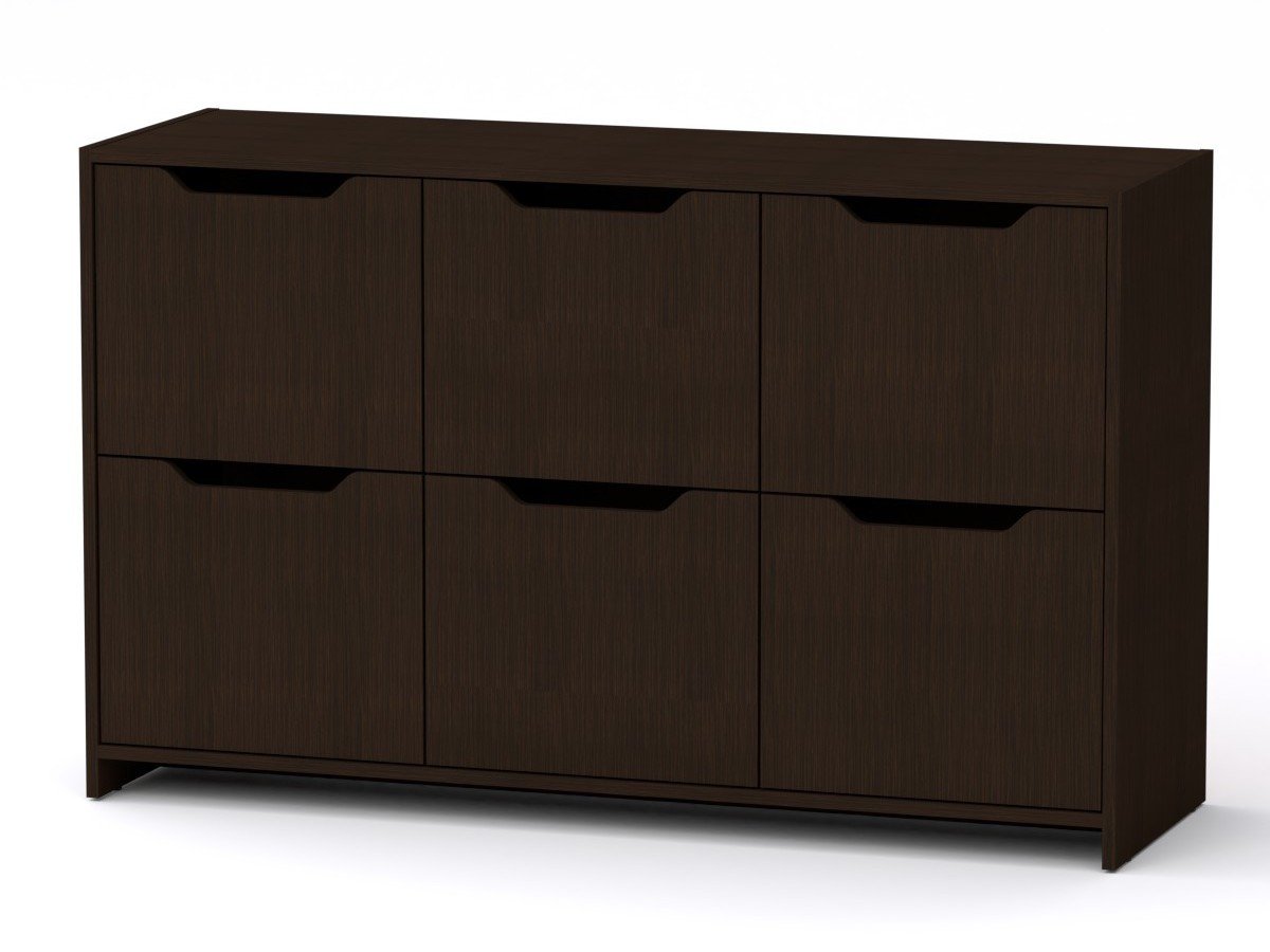 Комод с дверками Компанит 6Д 130х42х80 см Венге темный (14931)