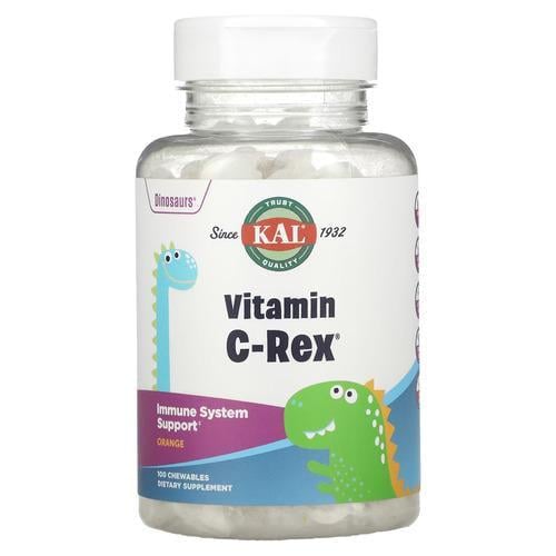 Вітамін С KAL Dinosaurs Vitamin C-Rex Orange 100 Chewables (CAL-56410)