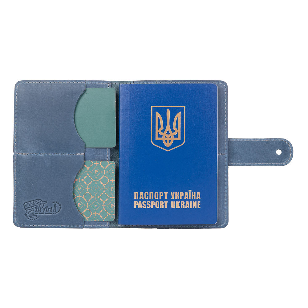 Портмоне HiArt Let's Go Travel PB-03S/1 Shabby Lagoon з натуральної шкіри для паспорта/ID документів Блакитний (PB-03S/1-S18-4417-T007) - фото 5