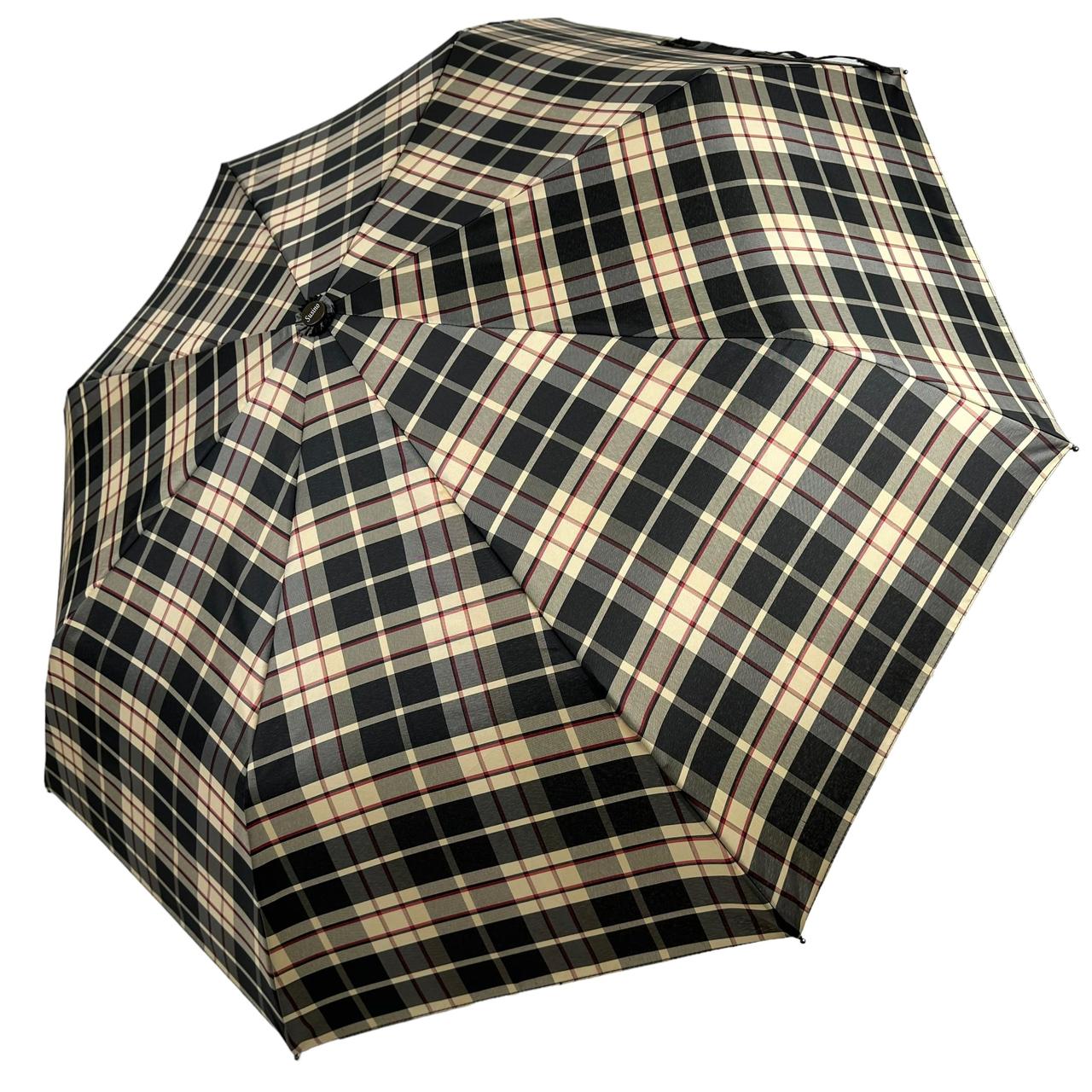Зонт полуавтомат Susino в клеточку 8 карбоновых спиц Коричневый (Sys 02076-6)