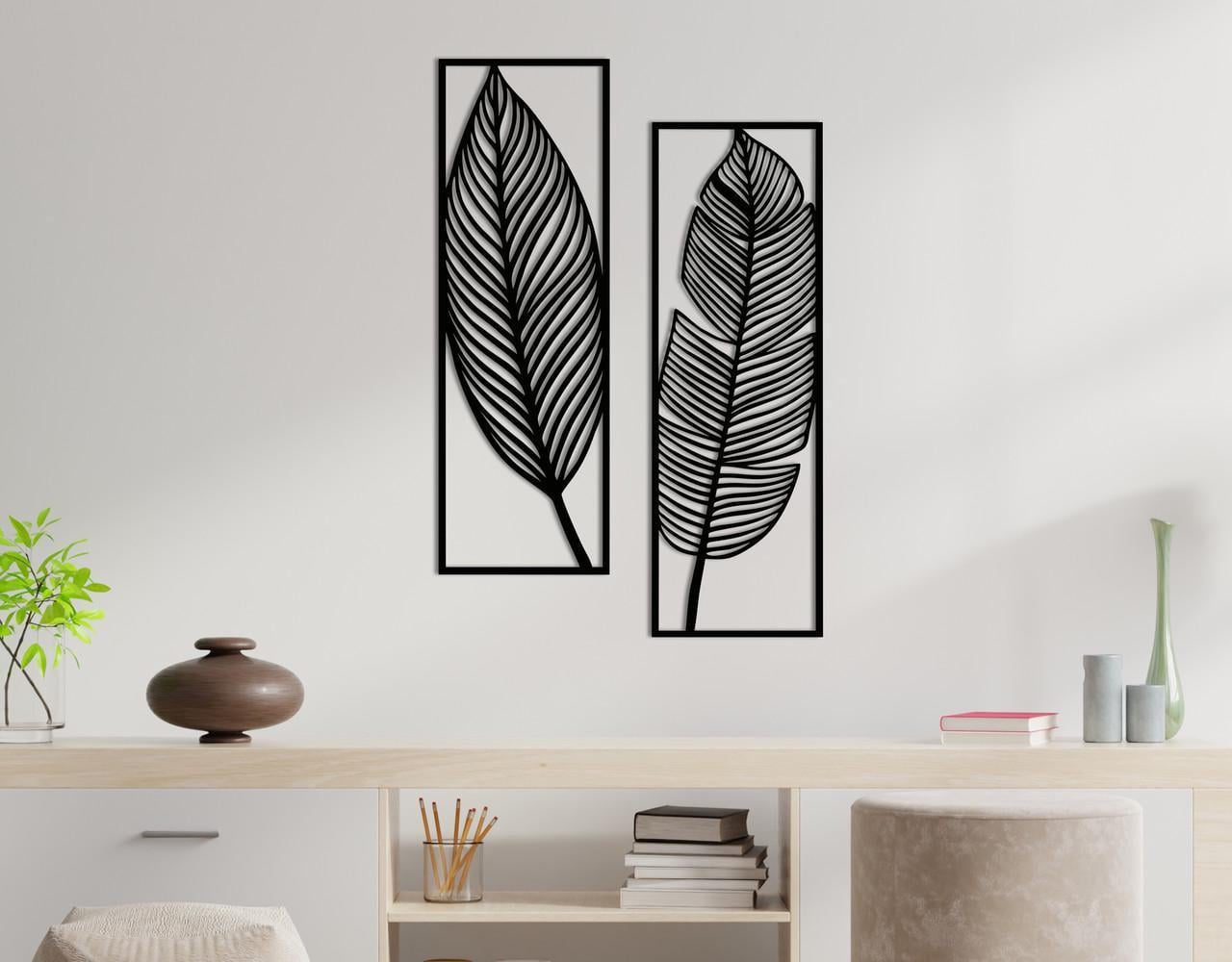 Декоративное панно на стену Upwood Decor Leaves 75х50 см Black (1546951391)