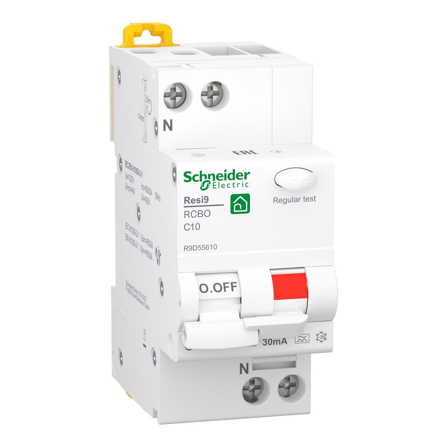 Автомат дифференциальный Schneider Electric 1Р+N 10А 30mА 6kA C Resi9 А (R9D55610)