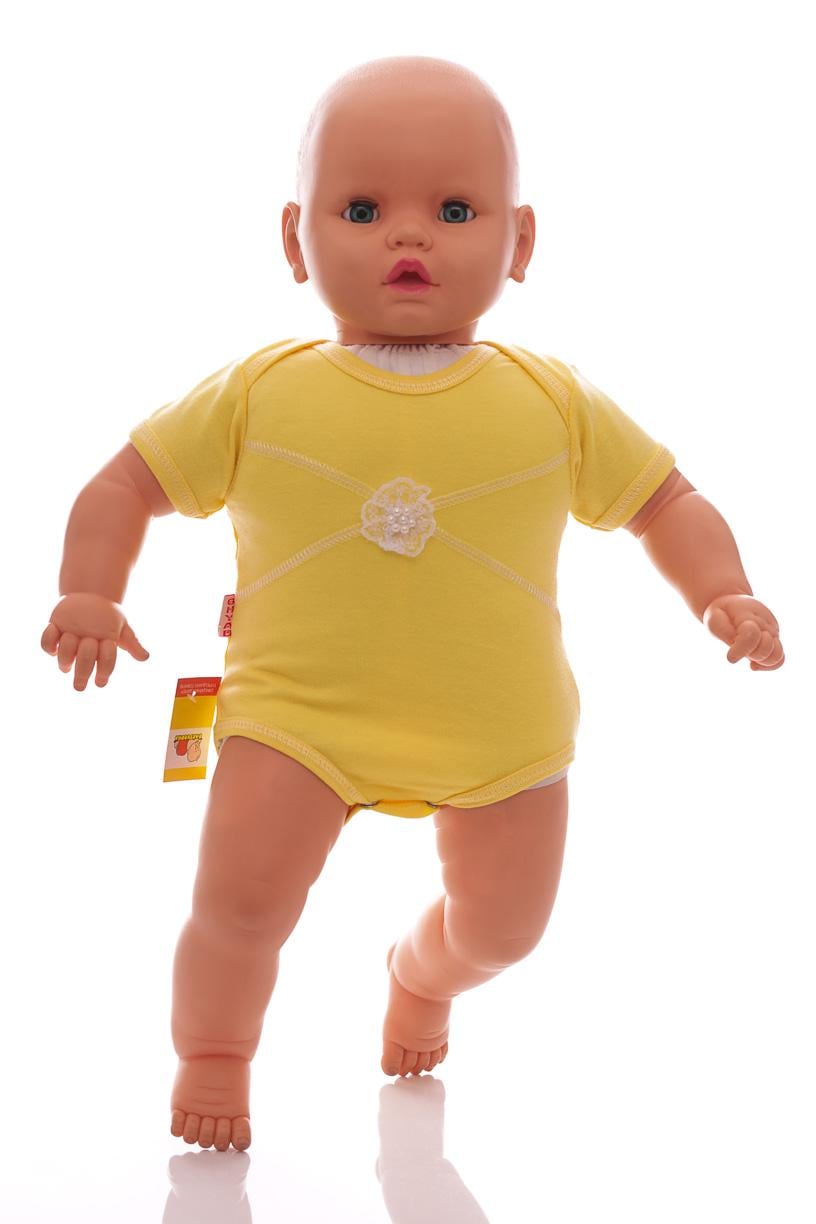 Боди с коротким рукавом для девочки MiniPapi Цветочек интерлок 68 см Желтый (31448)