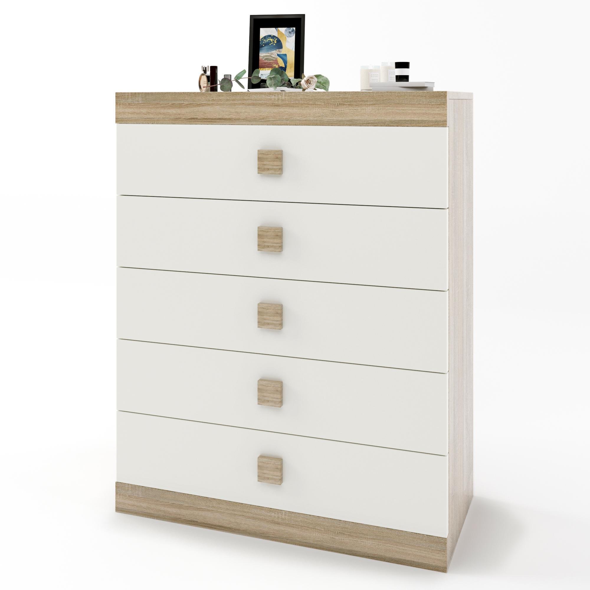 Комод высокий Эверест на 5 ящиков Соната-2 80х38х101 см Белый - фото 2 Комод высокий Эверест на 5 ящиков Соната-2 80х38х101 см Белый - фото 2