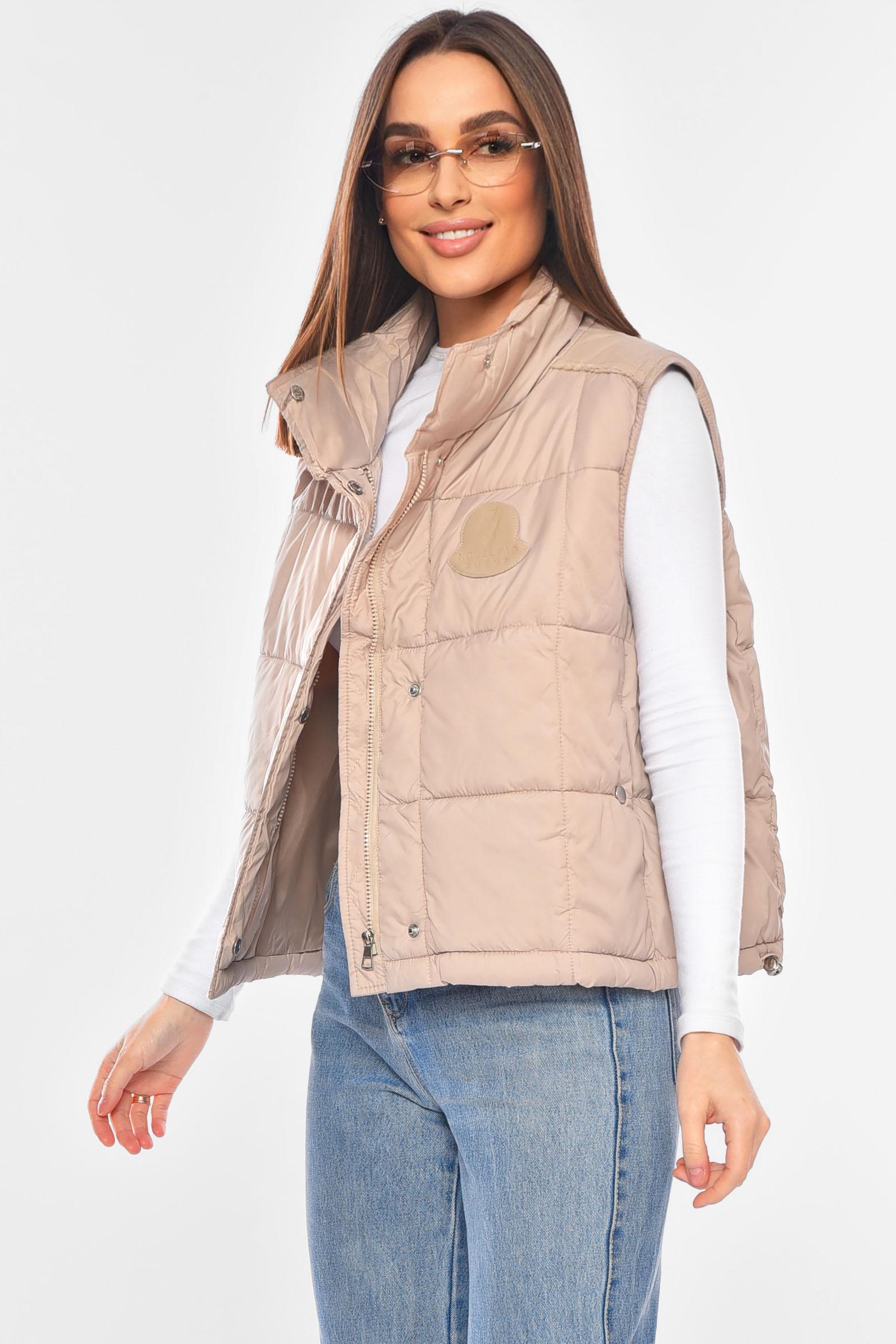 Жилетка жіноча однотонна 200299 L Бежевий - фото 2 Жилетка жіноча однотонна 200299 L Бежевий - фото 2