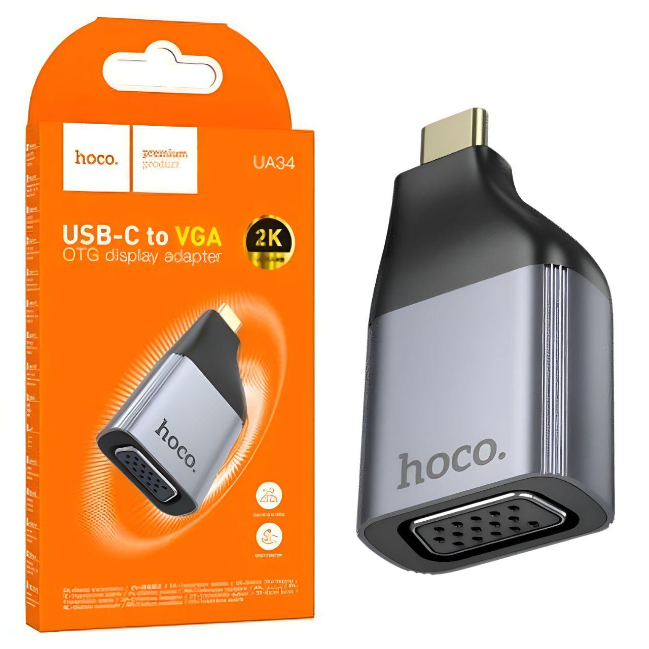 Переходник Hoco UA34 USB-C/VGA алюминий/ABS-пластик поддержка 2K (25279960)
