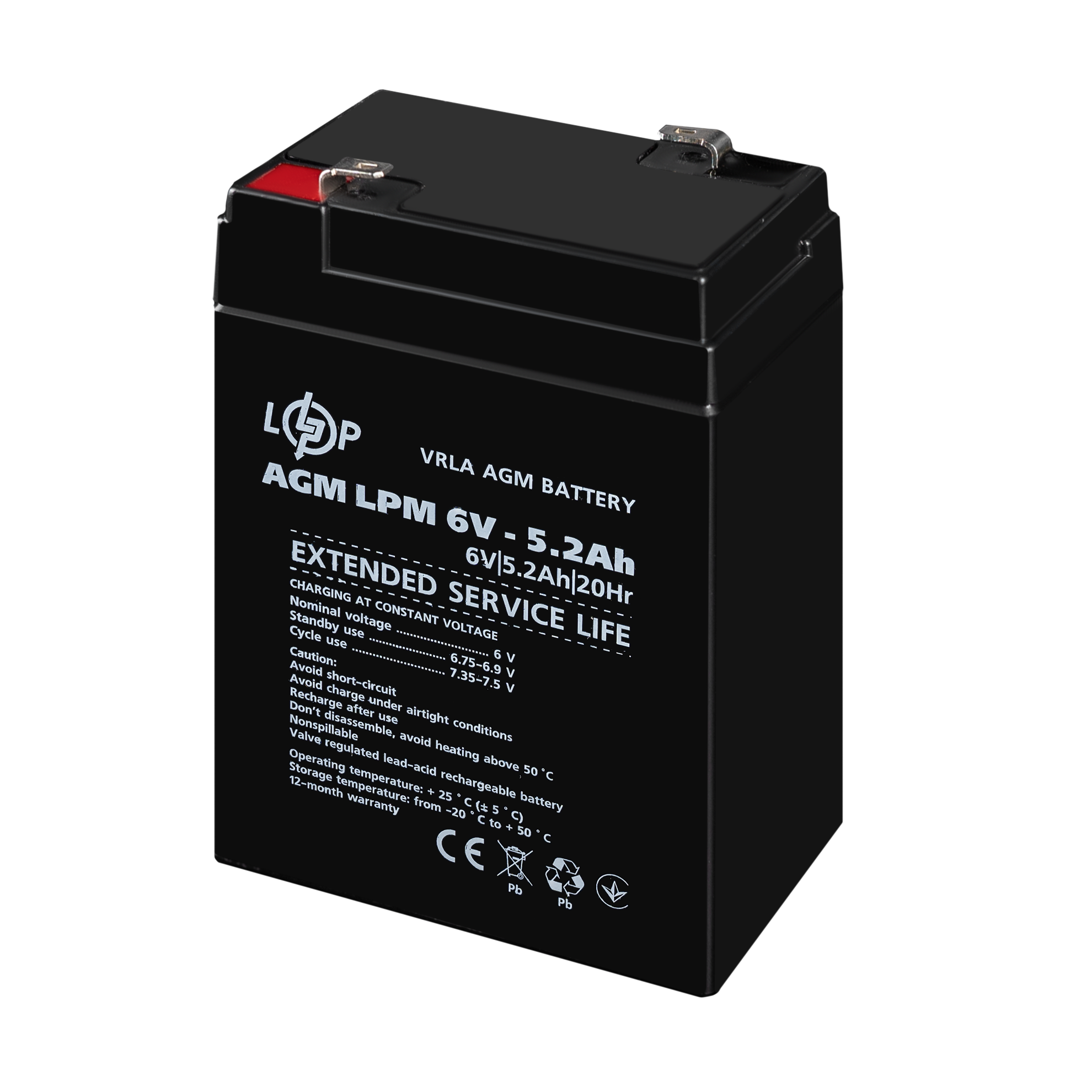 Акумулятор AGM LPM 6V-5,2 Ah - фото 3