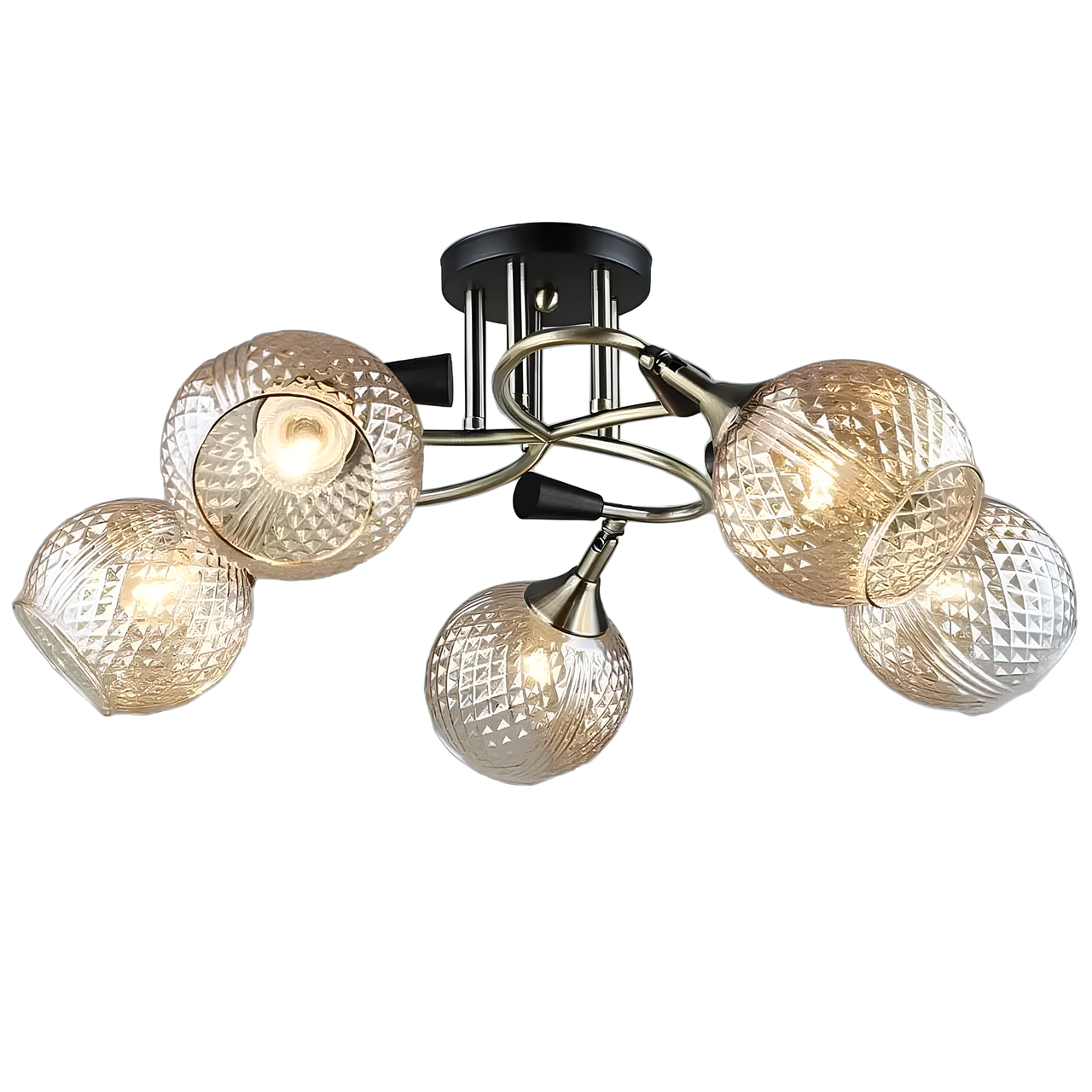 Люстра Svet на пять плафонов с поворотным механизмом под лампы Е27 Золотой (SR-N5074/5 AB+BK)