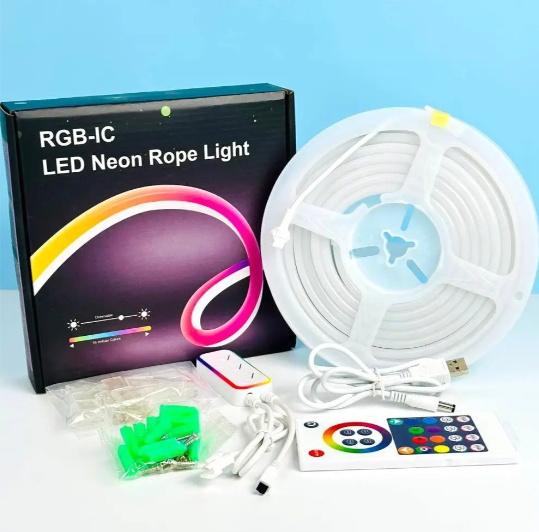 Світлодіодна стрічка неонова USB RGB управління з телефону/пультом 10 м Різнокольоровий - фото 2 Світлодіодна стрічка неонова USB RGB управління з телефону/пультом 10 м Різнокольоровий - фото 2