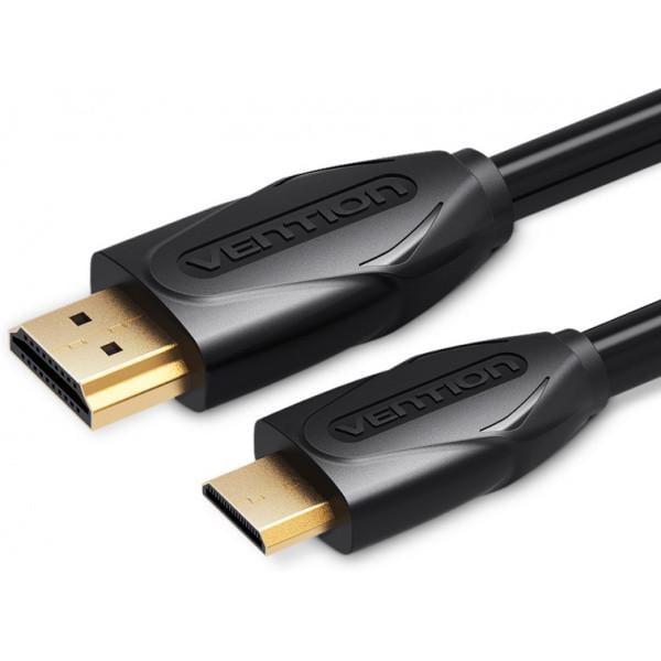 Кабель Vention HDMI-miniHDMI v.2.0 4K 60Hz 18Gbps HDR Video Dolby True Audio 1 м Black (VAA-D02F)