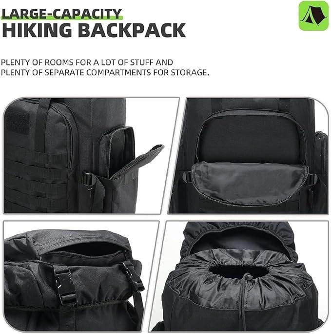 Рюкзак військовий водонепроникний 70-80 л Чорний (id_96786) - фото 10 Рюкзак військовий водонепроникний 70-80 л Чорний (id_96786) - фото 10