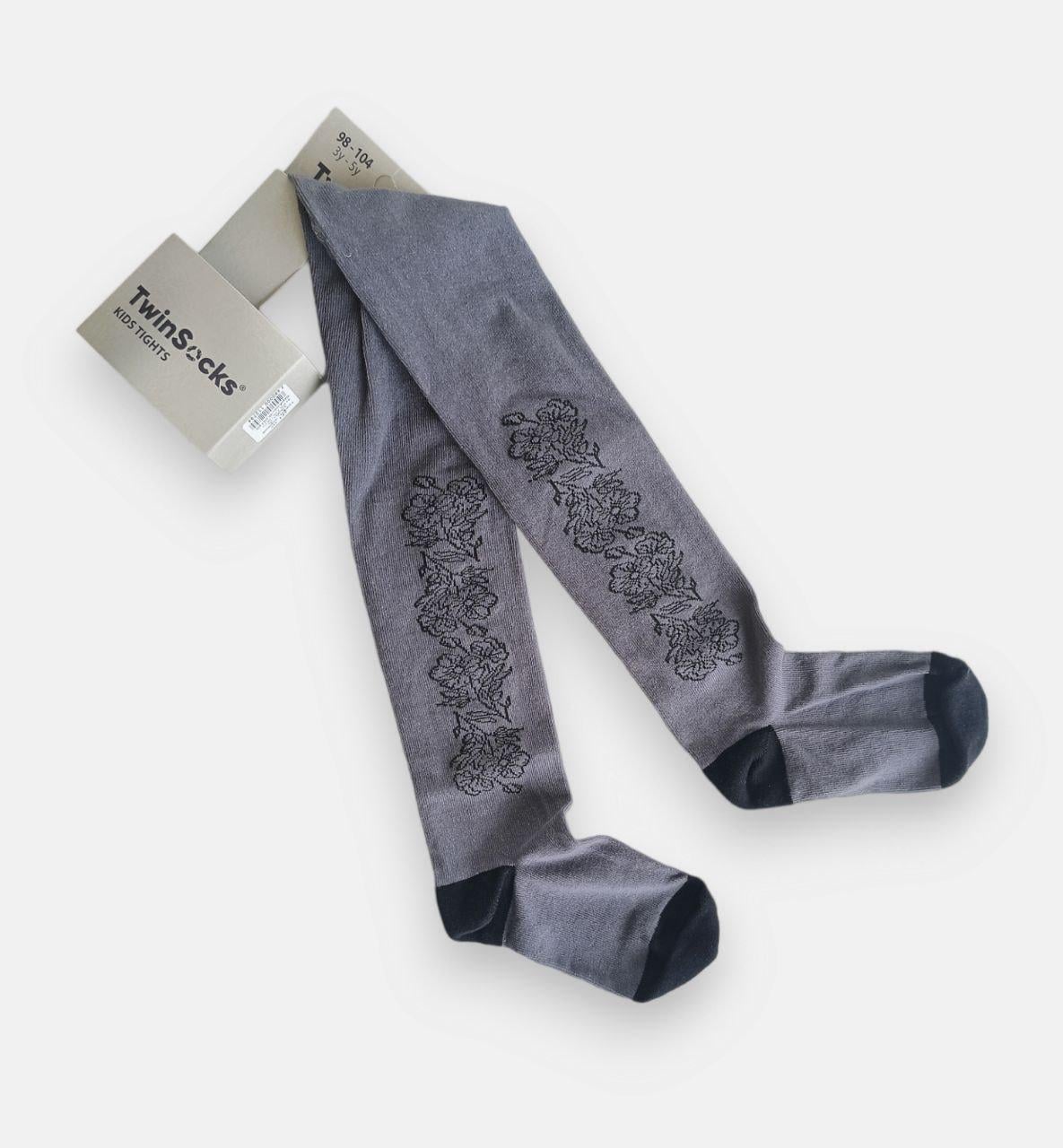 Колготки для девочки TwinSocks Цветочек р-18 110-116 см Графитовый (12296682)