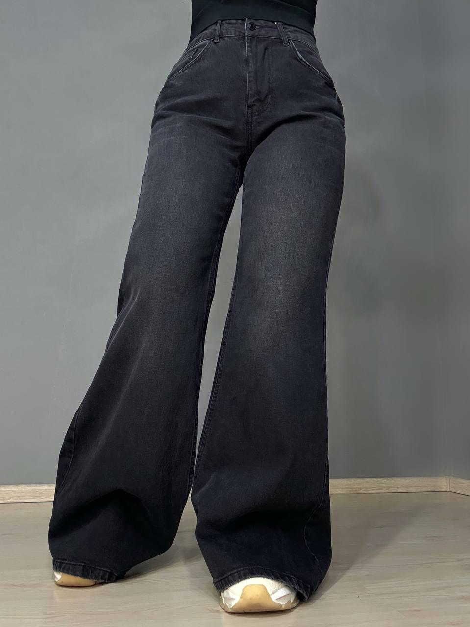 Джинсы женские Its Basic 3992-2 flare супер клеш широкие р. 36 Черный (5353) - фото 8