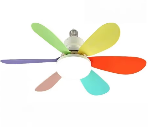 Потолочный вентилятор 52 см с лампой и пультом ДК Белый с разноцветным (33163570)