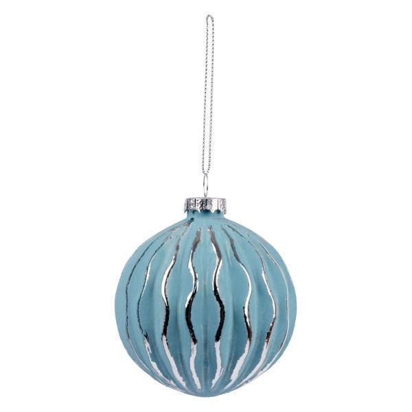 Шар новогодний Novogod’Ko стекло 8 см матовый орнамент Светло-голубой (973841)