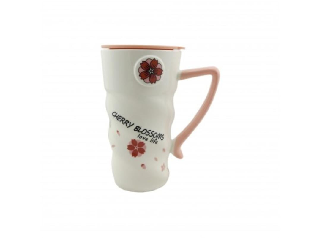 Чашка Flowers з кришкою і ложкою 400 мл Білий (6052-2)