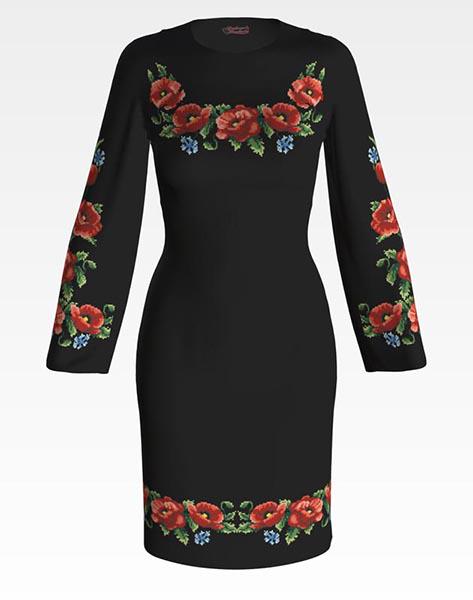 Заготовка платья женского Маки/васильки ПЛ003 домотканое полотно Черный (25562186) Заготовка платья женского Маки/васильки ПЛ003 домотканое полотно Черный (25562186)