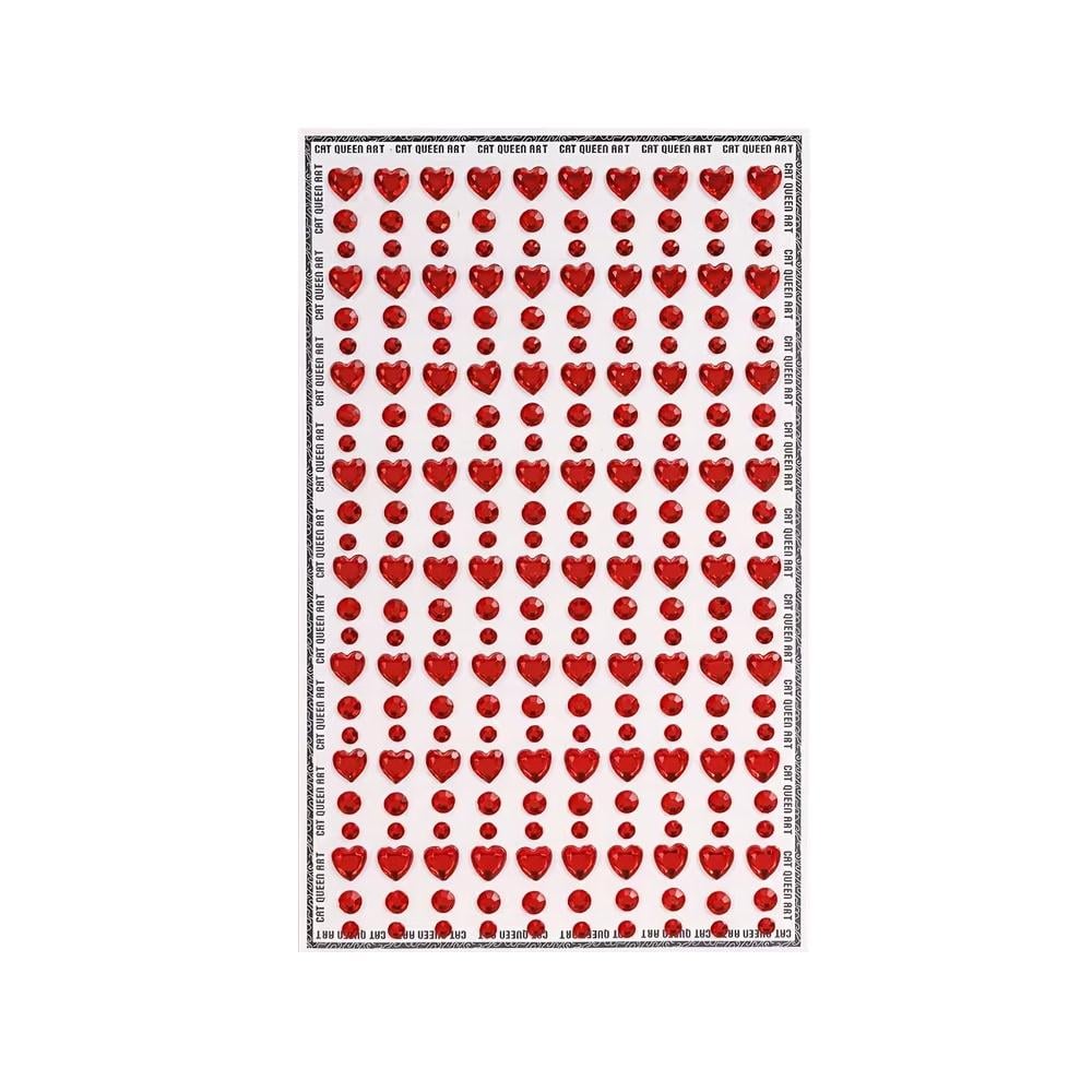 Стразы наклейки 3D Сердечки/Кружочки для лица/тела/волосы 1 лист Красный (3000004098)