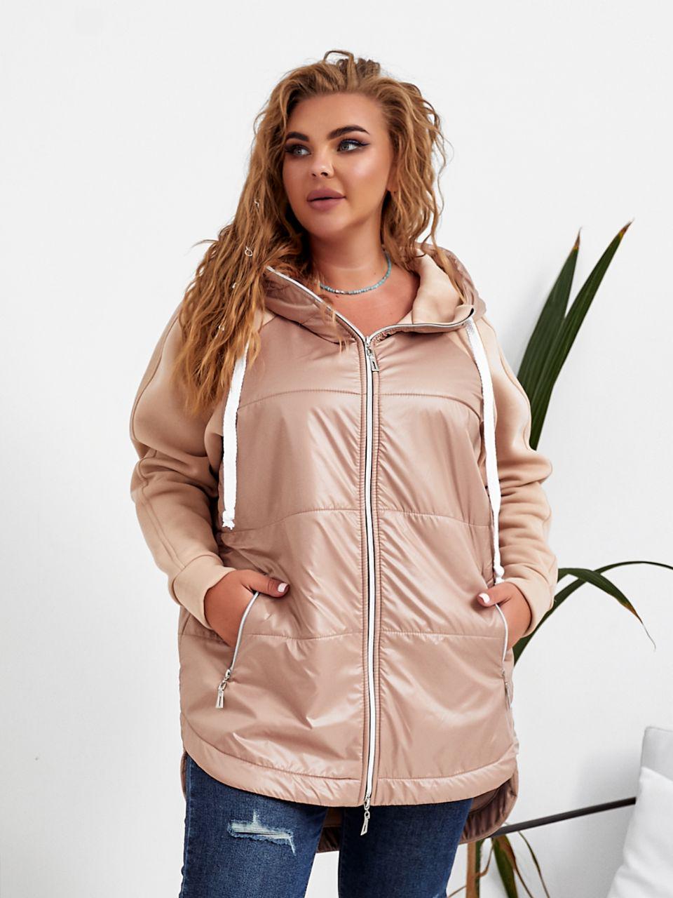 Куртка-ветровка демисезонная женская XXL-XXXL Бежевый