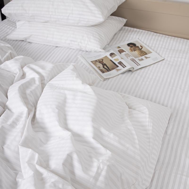 Комплект постельного белья Страйп Сатин семейный 200х220 см White (SPs-1)