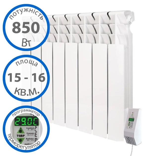 Електробатарея ECOTEPLO з терморегулятором 8 секцій 16 м2 850 Вт настінна - фото 3 Електробатарея ECOTEPLO з терморегулятором 8 секцій 16 м2 850 Вт настінна - фото 3