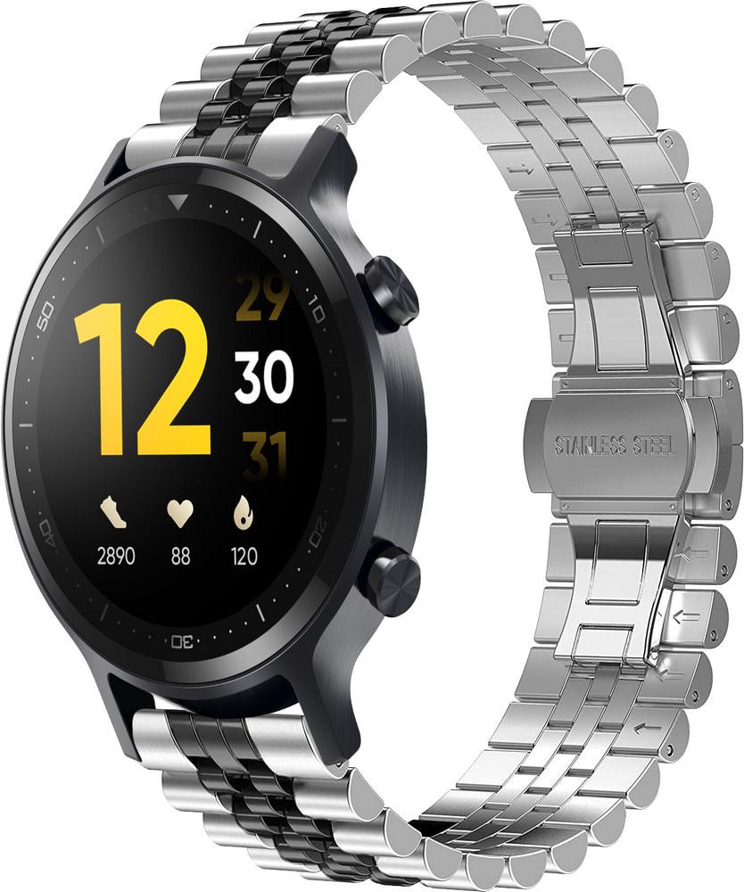 Браслет металлический Stech Line для Realme Watch S Silver Black (29158-69)