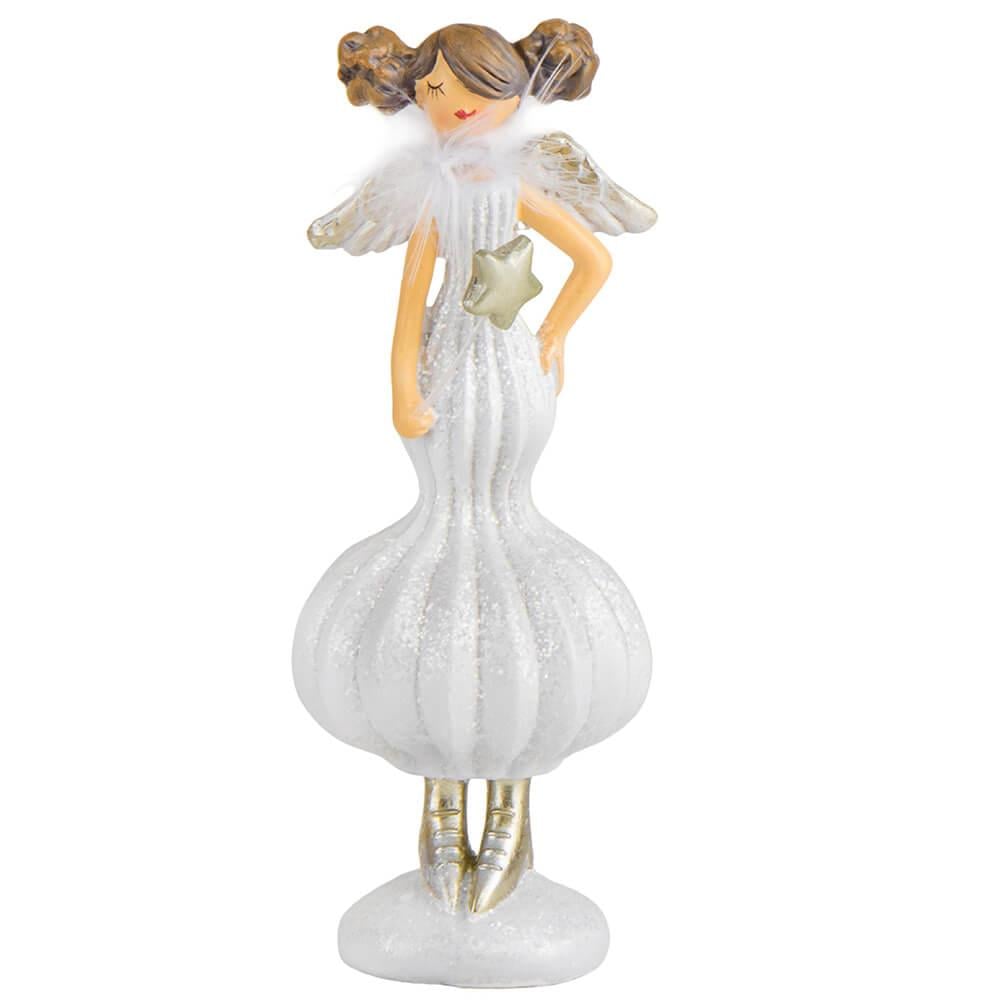 Новогодняя фигурка для праздничного интерьера Белоснежная фея 21,5 см из полистоуна Белый (147-81-6014-034)