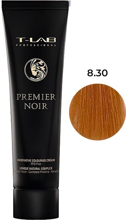 Крем-краска для волос T-LAB Professional PREMIER Noir 8.30 Интенсивный светло-золотой блонд 100 мл (29583432)