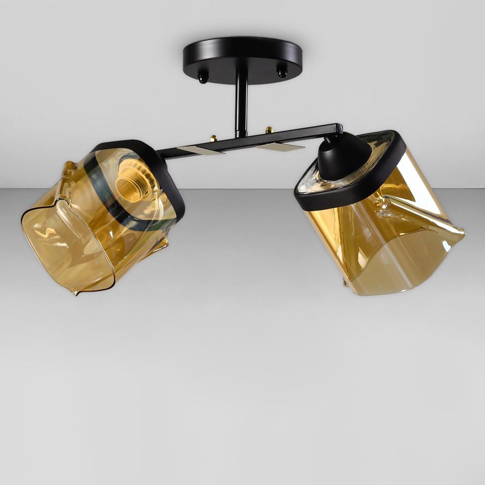 Люстра потолочная Light House SC-18730/2 BK+GD 440х220х240 мм Черный /Янтарный с черным